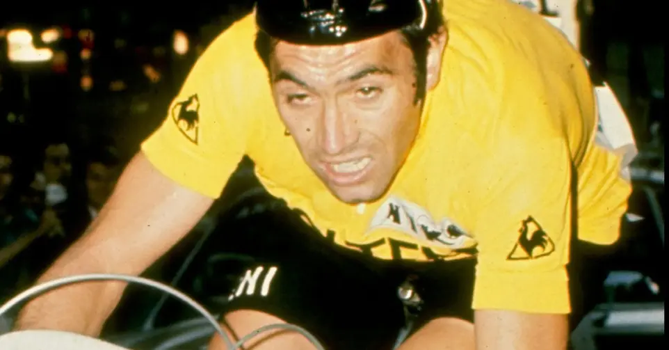 Eddy Merckx climbing strongly in a Tour stage