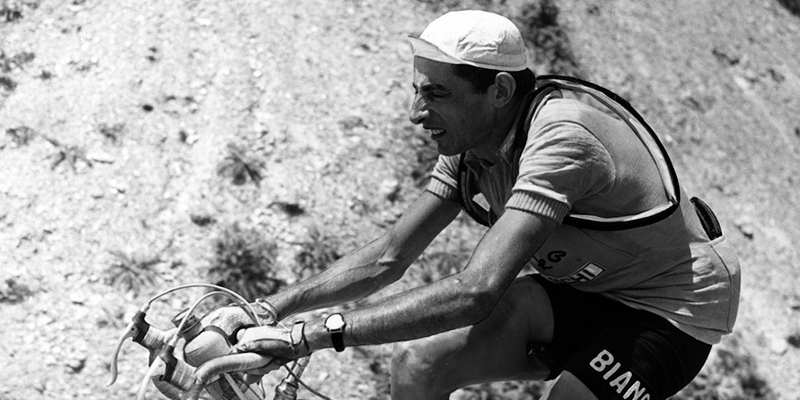 Fausto Coppi portrait evoking Grand Tour dominance