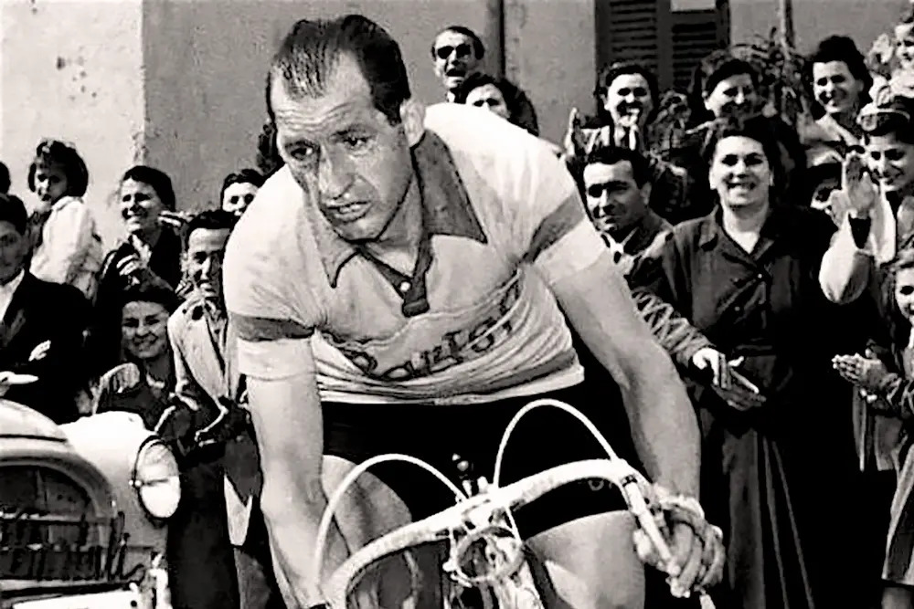 Gino Bartali portrait recalling Tour de France heritage