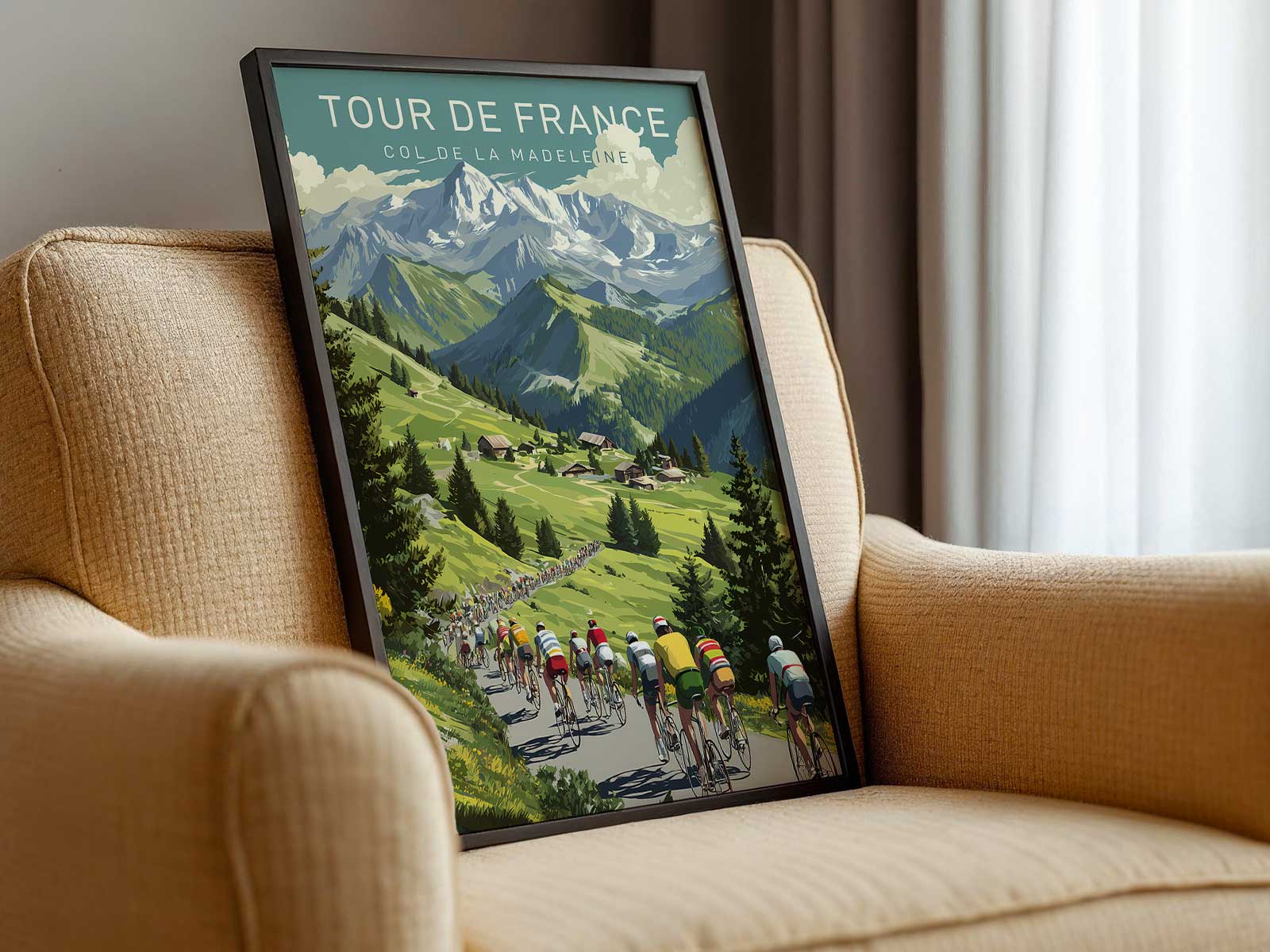 Col de la Madeleine poster capturing golden alpine light and high-altitude atmosphere over the ridge