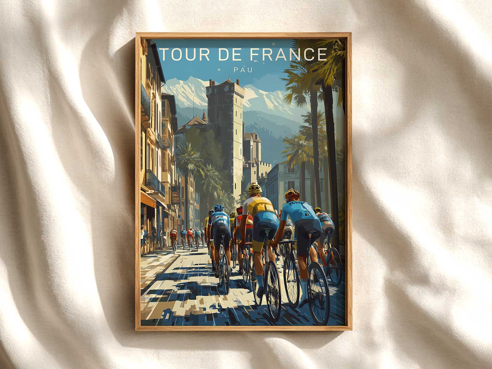 Close-up of a road bike at a deliberate angle in the poster, creating technical tension with diagonal lines and rim details