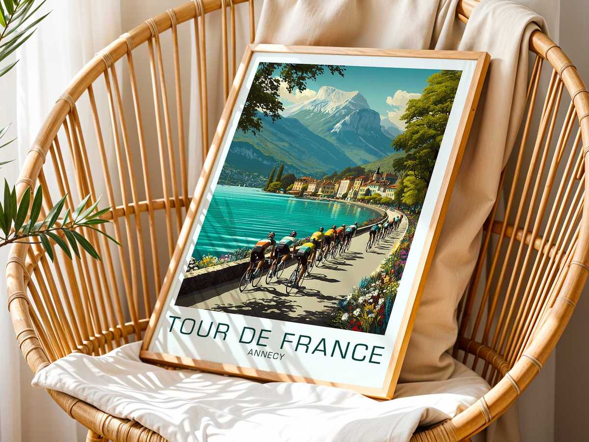 Vintage Annecy Vintage and Tour Heritage wall art featuring climbing effort and open-road atmosphere inspired by why a bike as holds deeper memory