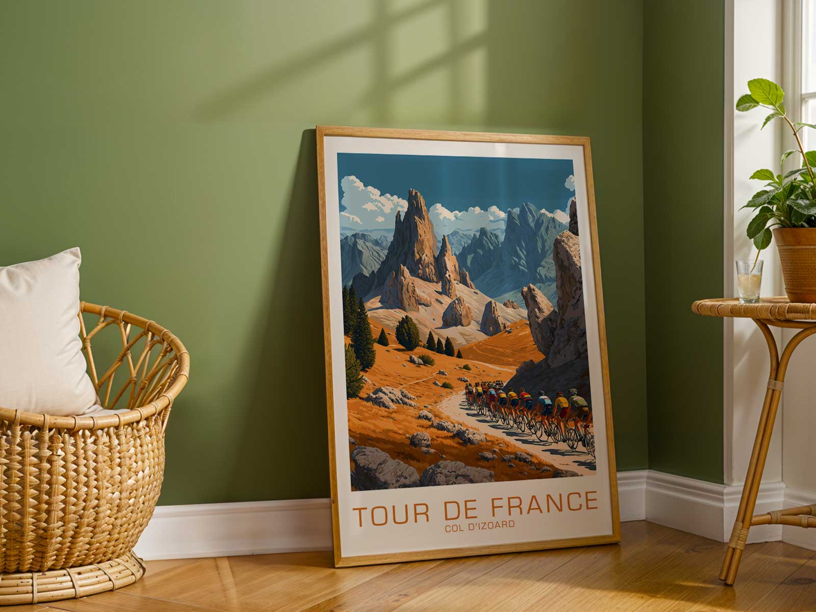 Close-up of archival paper edge and subtle aging on a Col d'Izoard vintage-style poster