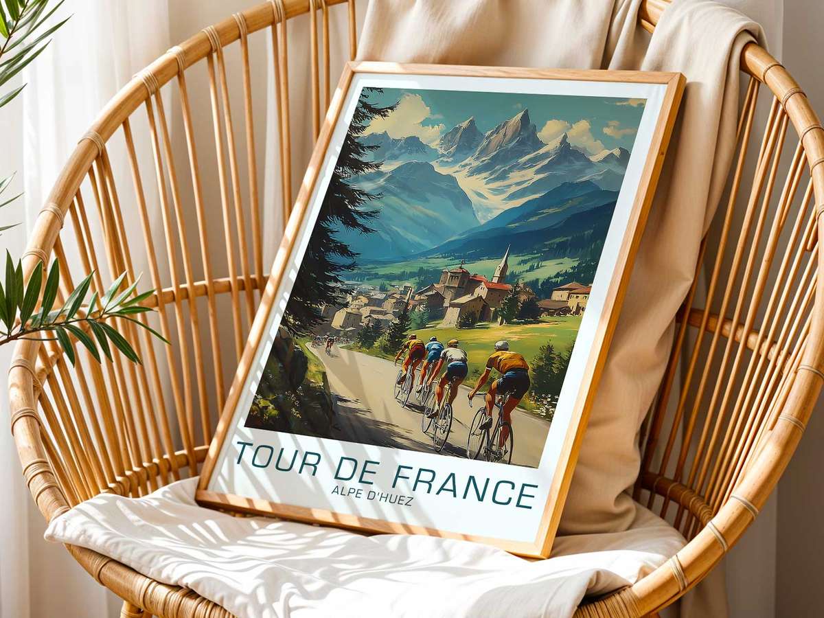 Antique-style close-quarter poster capturing the rider's facial expression and upper-body attitude, emphasizing…