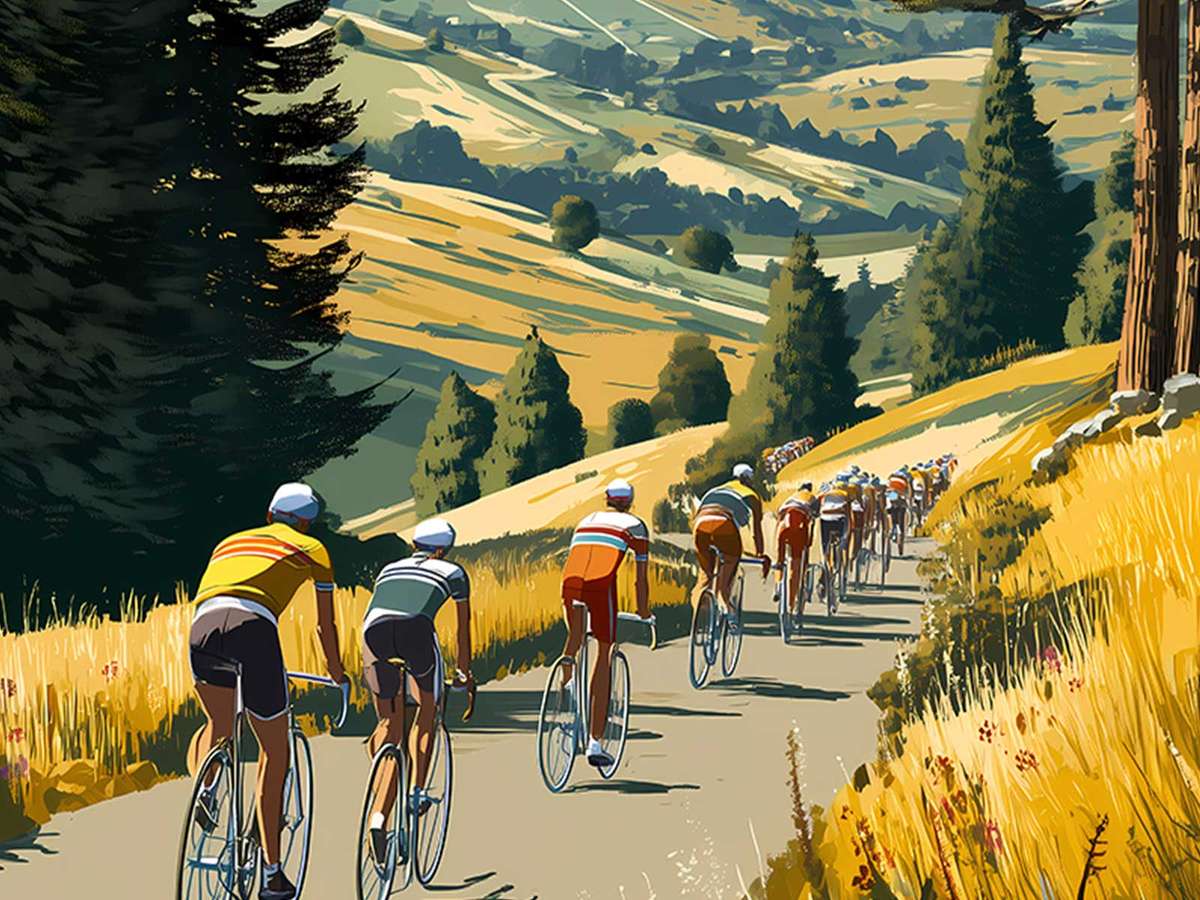 Close-up of the poster highlighting textured rock and steep slope illustrations that convey geological presence