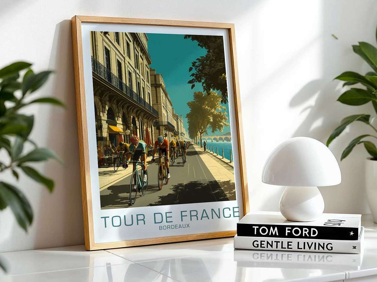 Vintage wall art of Bordeaux Vintage Tour created for home office decor
