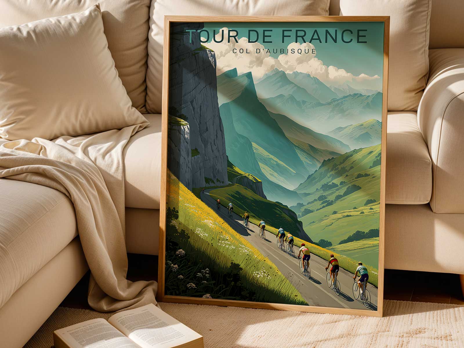 A close-quarter duel on a narrow Aubisque road, rival wheels inches apart against a rocky mountainside