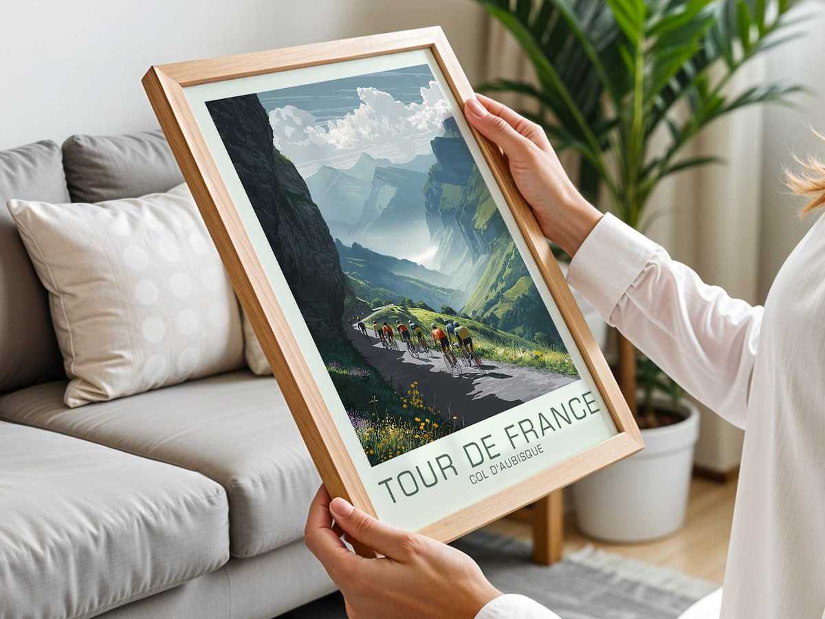 Col d’Aubisque poster combining road-racing movement and endurance-inspired detail inspired by how road in a dynamic composition