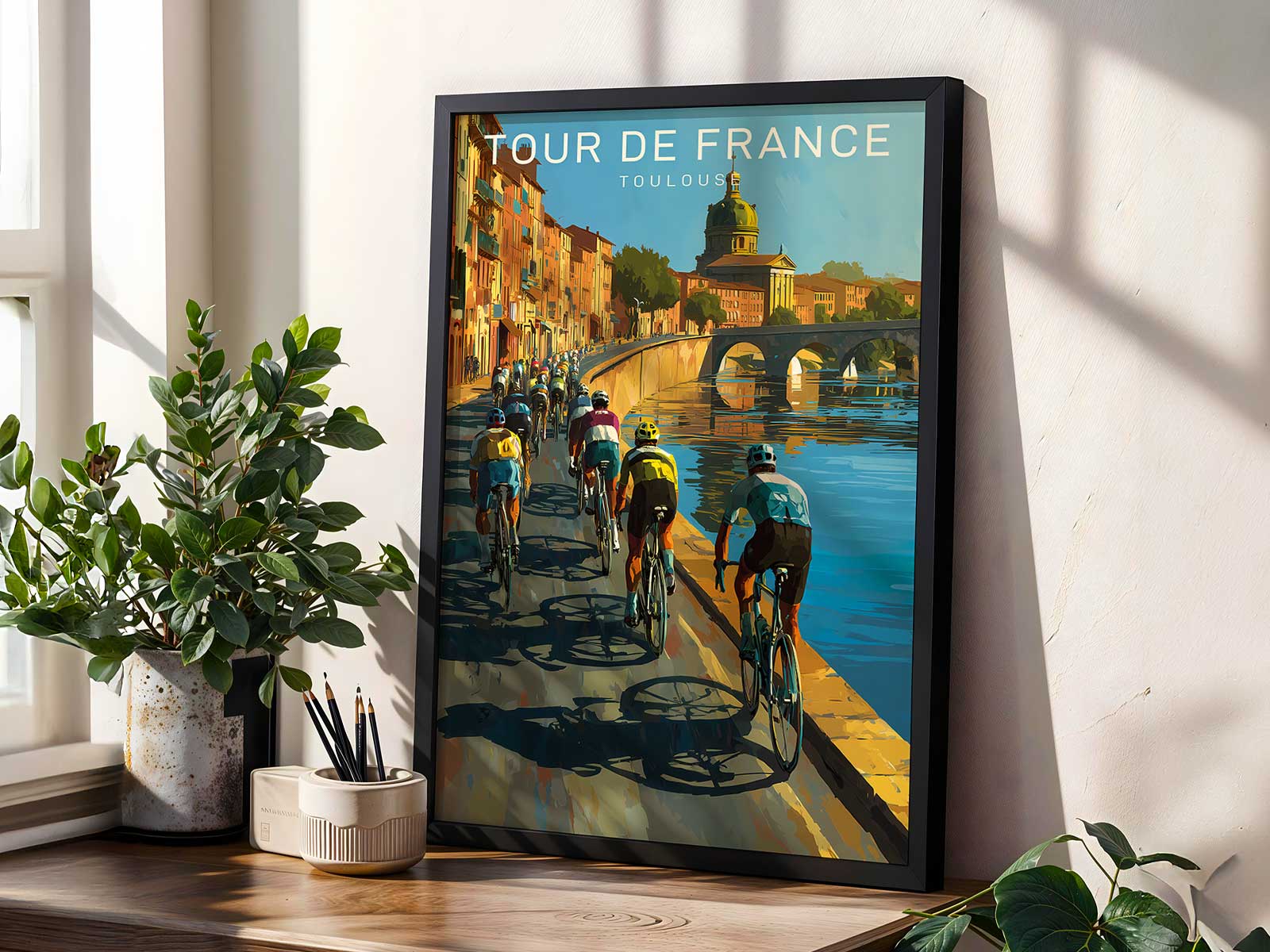 Faded ink color palette from a Nice poster showing sun-washed blues and ochres