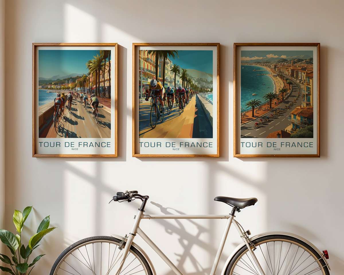 Nice Harbor Detail from Vintage Tour de France Poster cycling poster displayed as elegant bike racing wall art