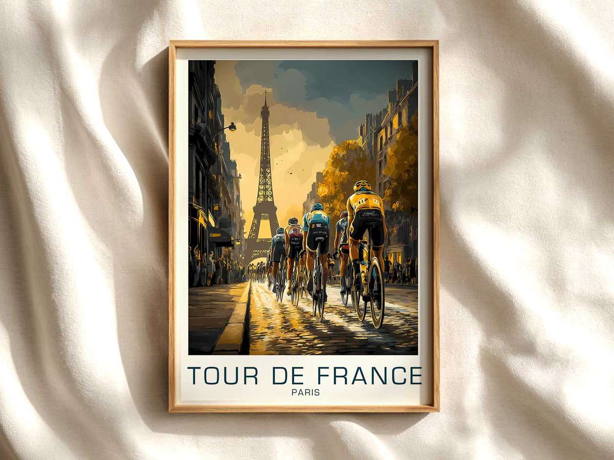 Champs-Élysées Avenue Approach Poster cycling poster displayed as elegant bike racing wall art