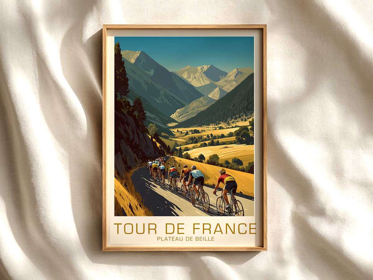 Plateau de Beille Summit Approach Poster cycling poster displayed as elegant bike racing wall art