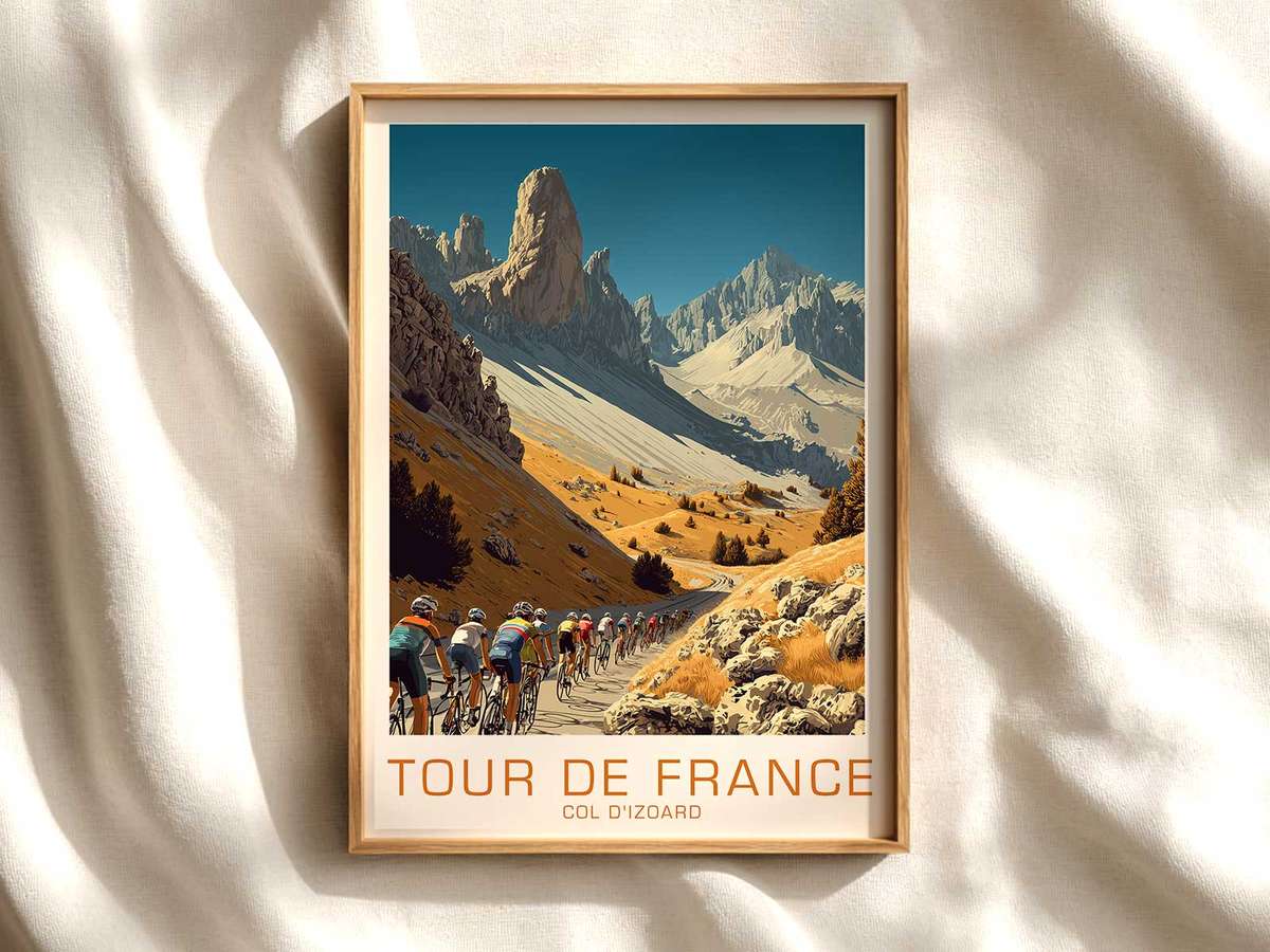 Izoard Rider Silhouette — Endurance in Form cycling poster displayed as elegant bike racing wall art