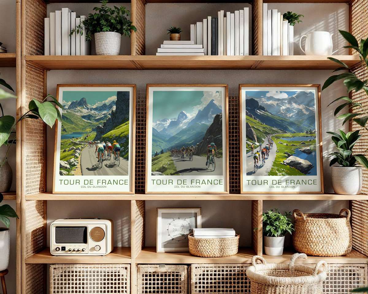 Approach to Col du Glandon — Cyclist Silhouette cycling poster displayed as elegant bike racing wall art