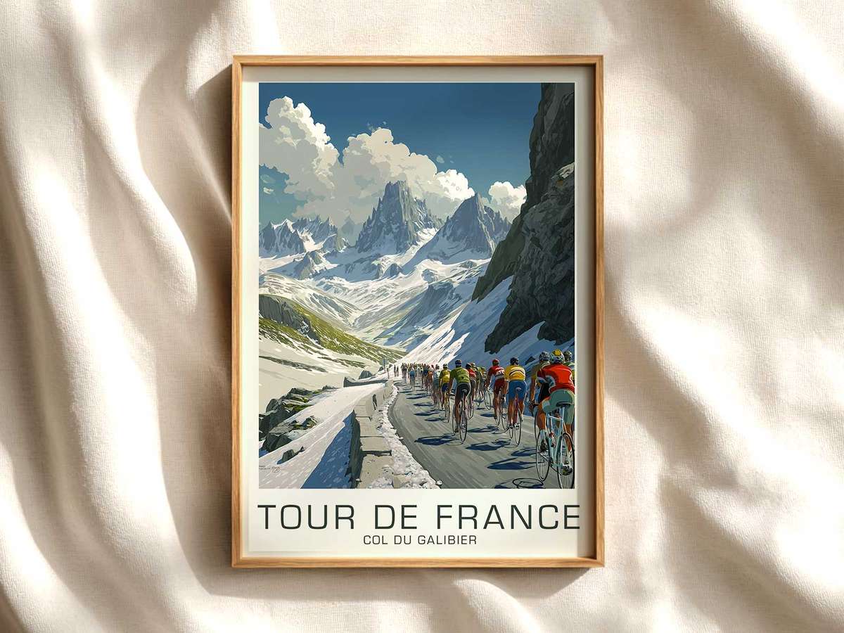 Eddy Merckx Galibier Poster Overview cycling poster displayed as elegant bike racing wall art