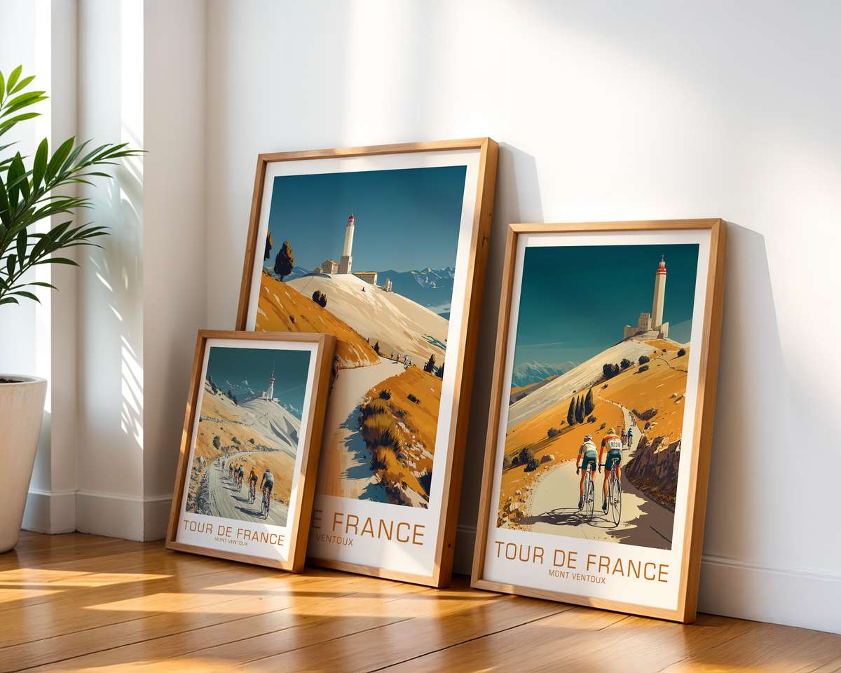 Summit Silhouette — Ventoux Altitude Poster cycling poster displayed as elegant bike racing wall art