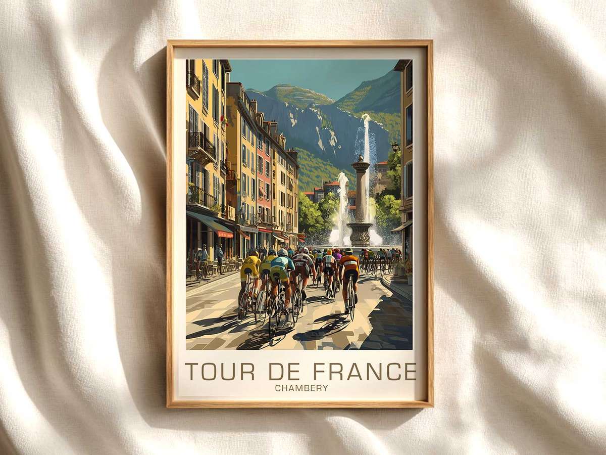 Chambéry Bike Frame Profile Poster cycling poster displayed as elegant bike racing wall art
