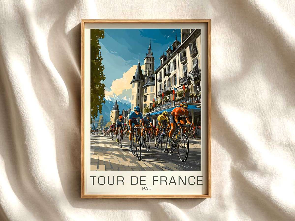 Pau Riverfront Urban Slope — Bike Wall Decor cycling poster displayed as elegant bike racing wall art