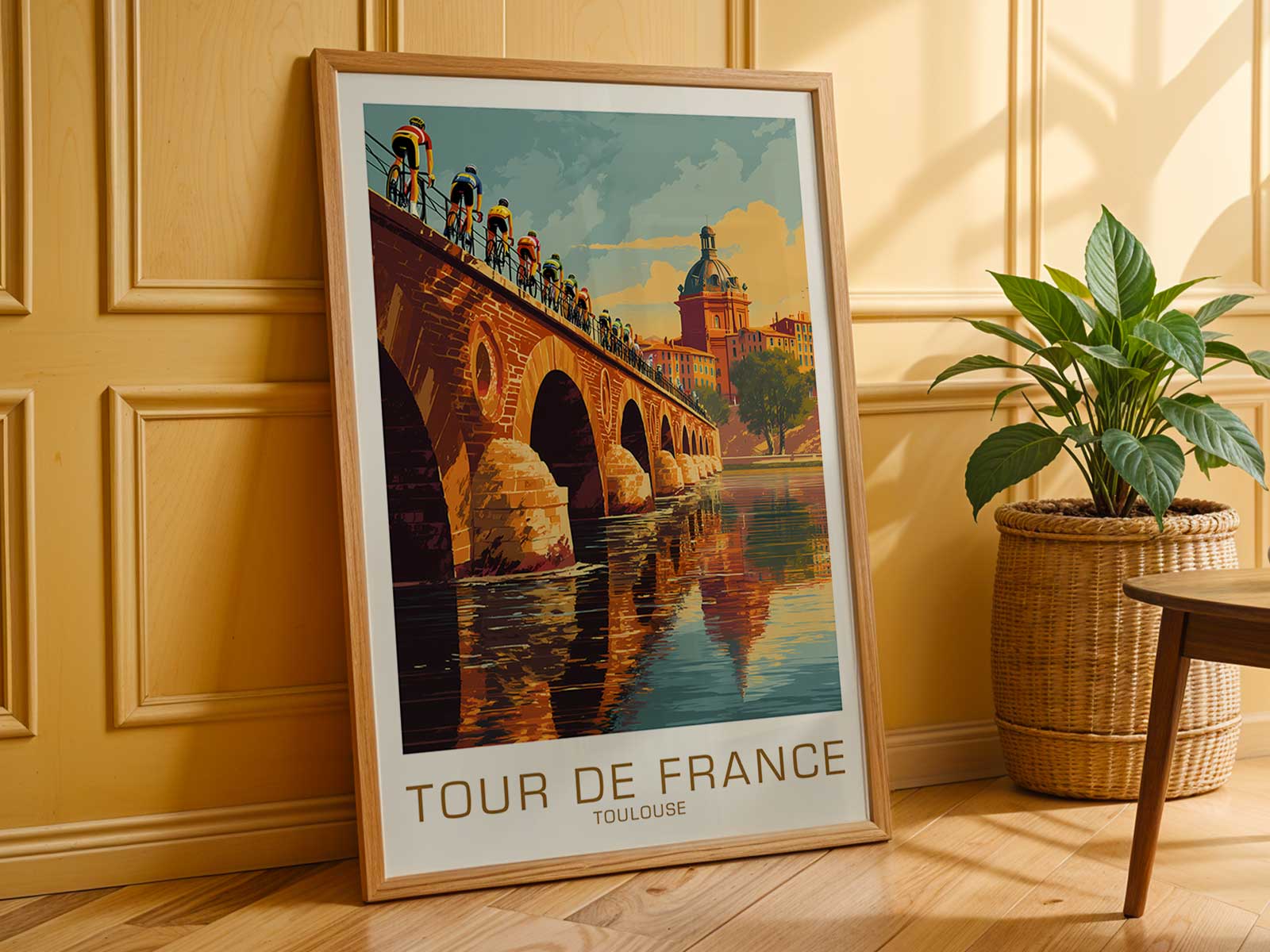Race bike frame lines used as compositional guides across a graphic poster