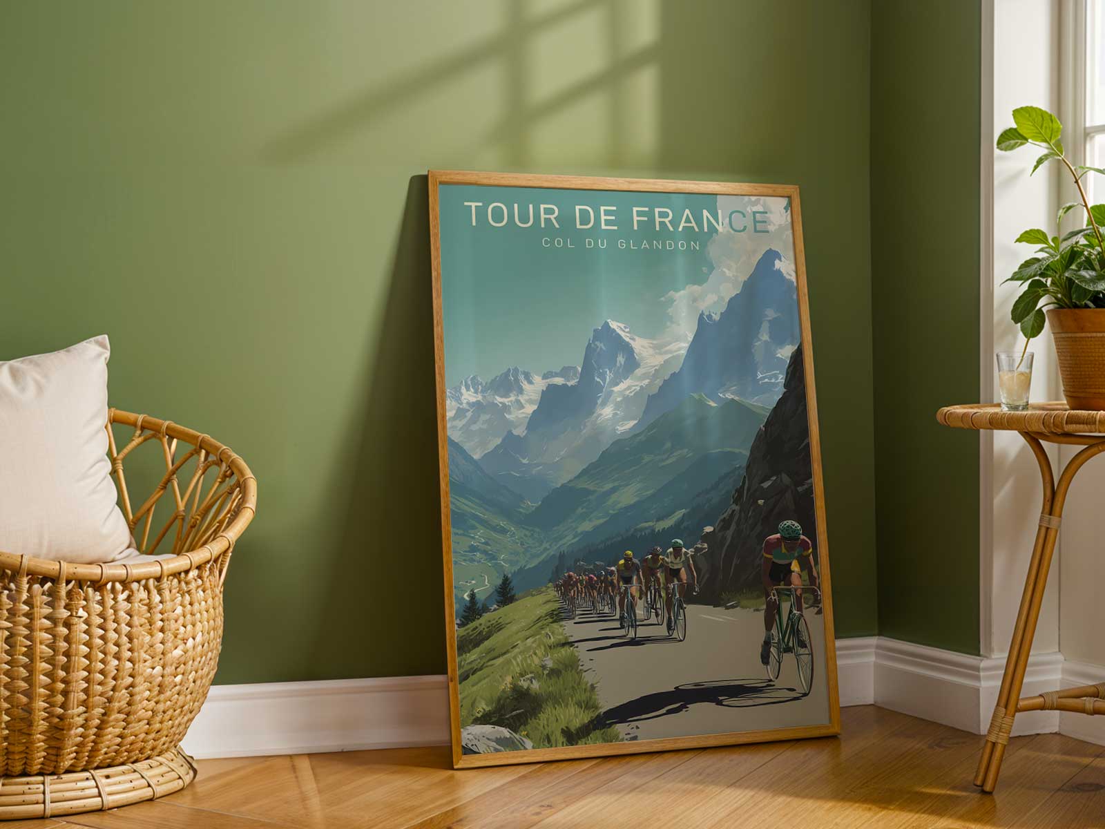 Cyclist beginning the descent with a reflective expression, helmet visor catching alpine light