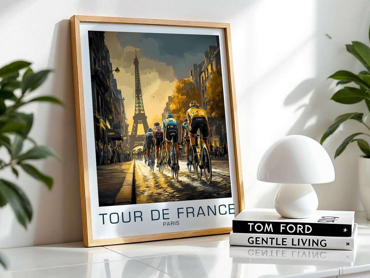 Decorative historic motifs and laurel framing that evoke archival posters without overwhelming the main scene