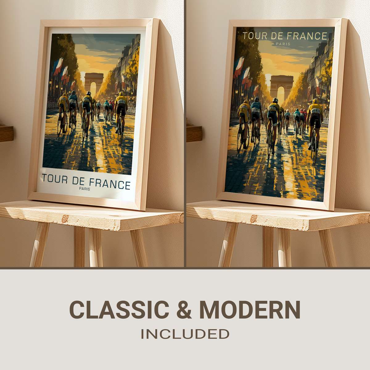 Tour de France stages poster collection featuring 60 cycling prints inspired by legendary race roads