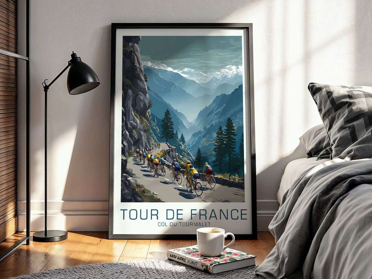 How a Vintage Col du Tourmalet Conjures Ascent wall art showcasing speed, elevation and long-distance character and a energetic visual character
