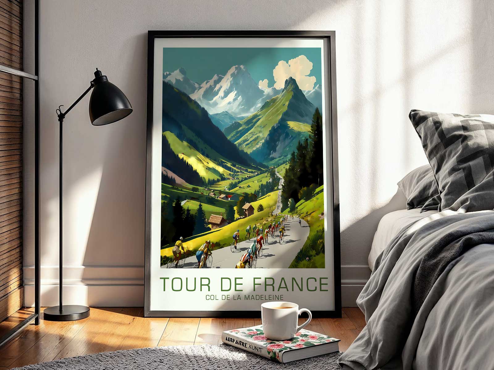 Race-day scene showing Indurain surrounded by teammates and strategists mapping stage efforts on a tablet