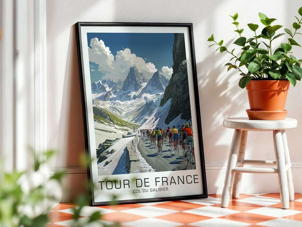 Poster composition showing valley, peaks and sky arranged to produce an epic storytelling landscape