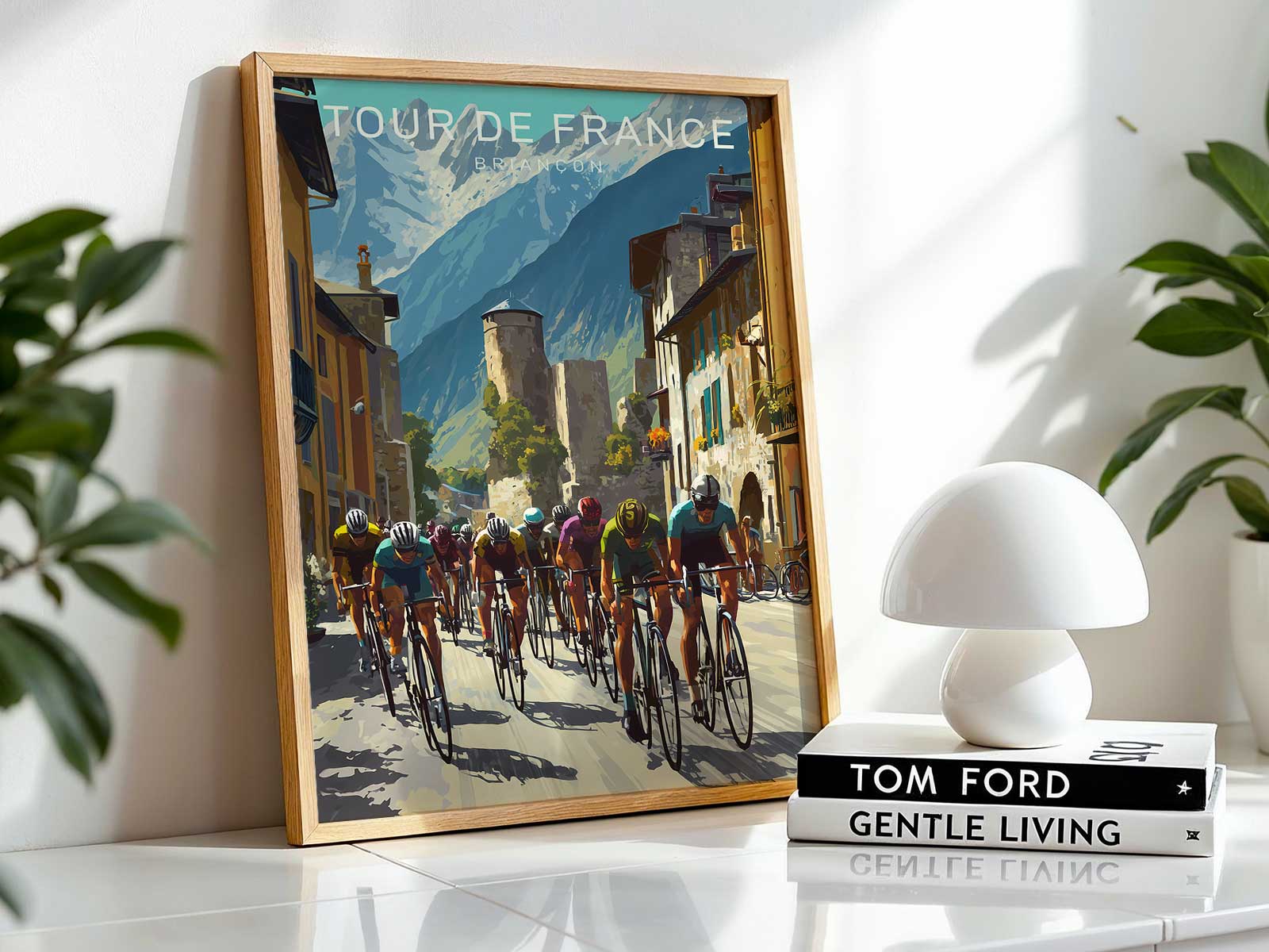 Poster composition focused on the gearset and pedals as icons of the Tour de France's material culture