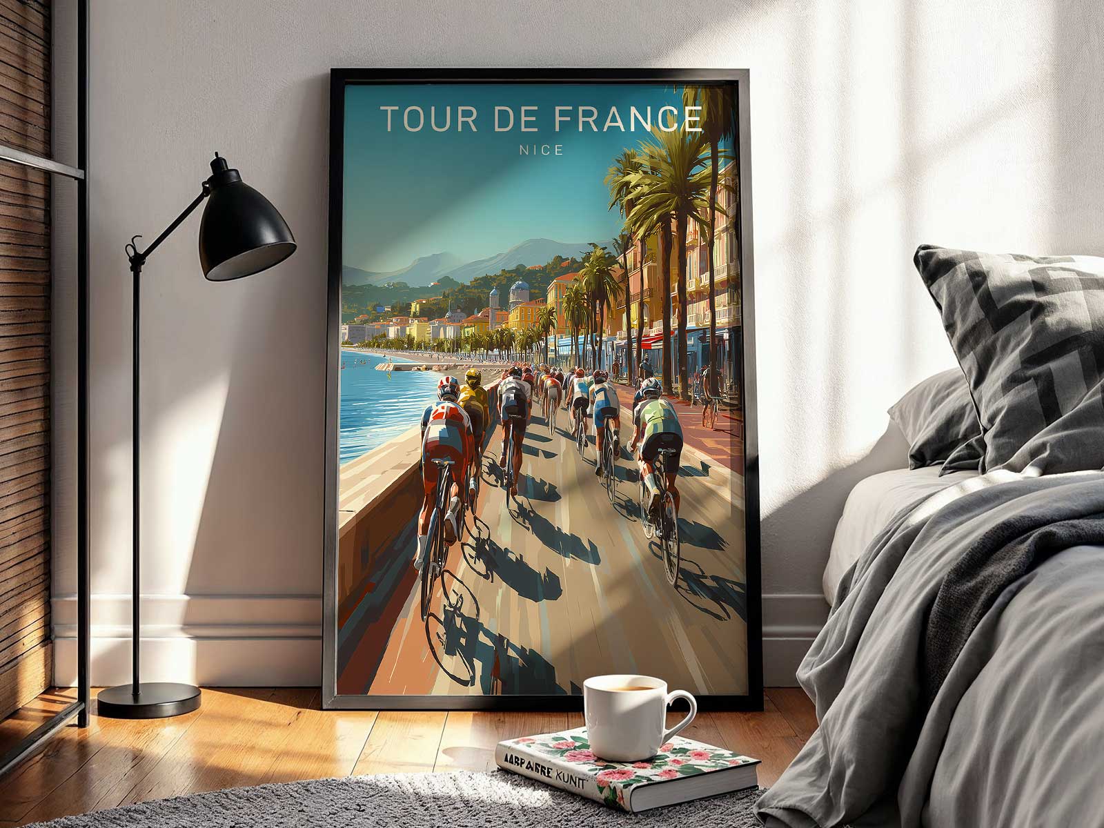 Vintage poster typography reading Nice with aged ink and classic lettering