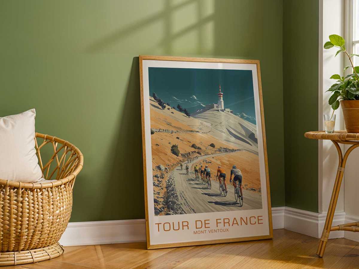 Muted vintage color palette of ochre, slate and pale blue that evokes altitude and timeworn postcards