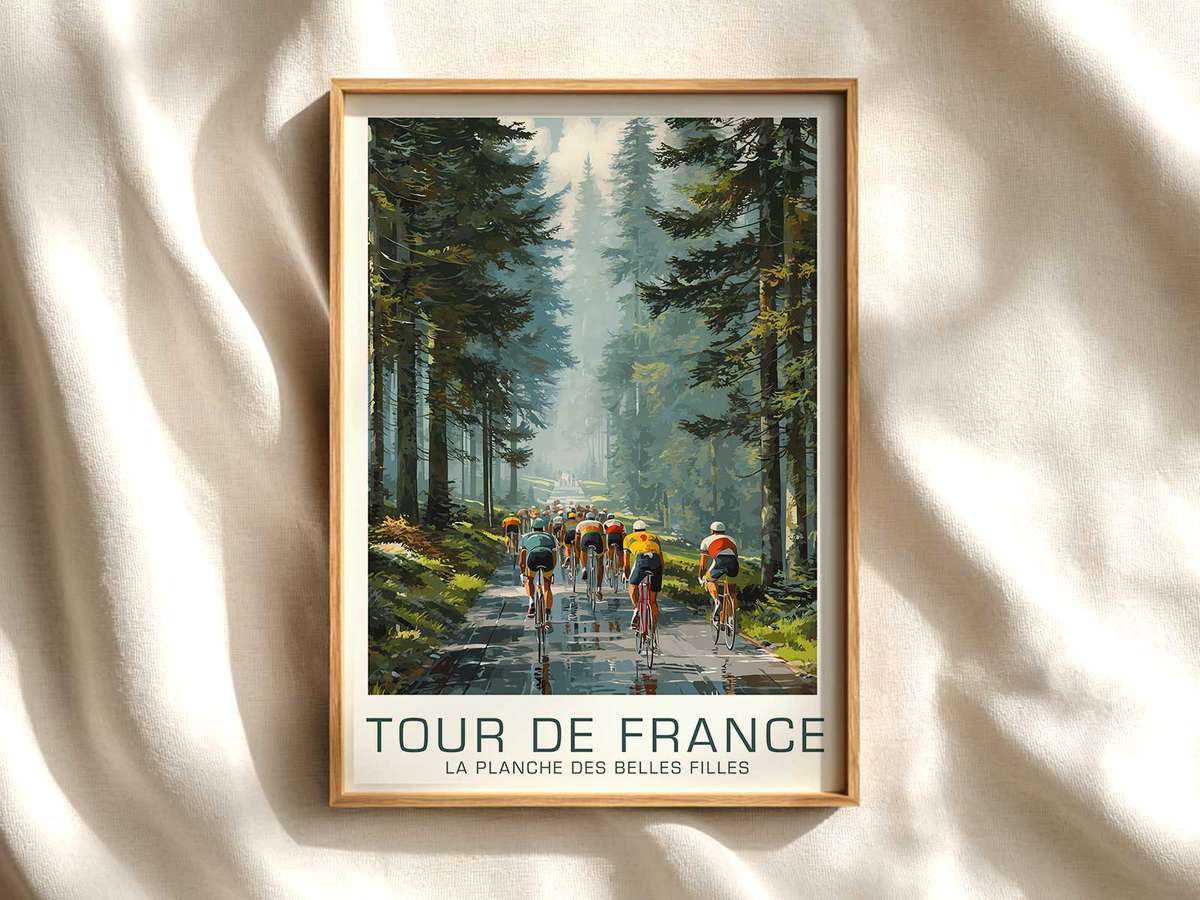 Rider Close-Up: Focus and Effort on La Planche cycling poster displayed as elegant bike racing wall art