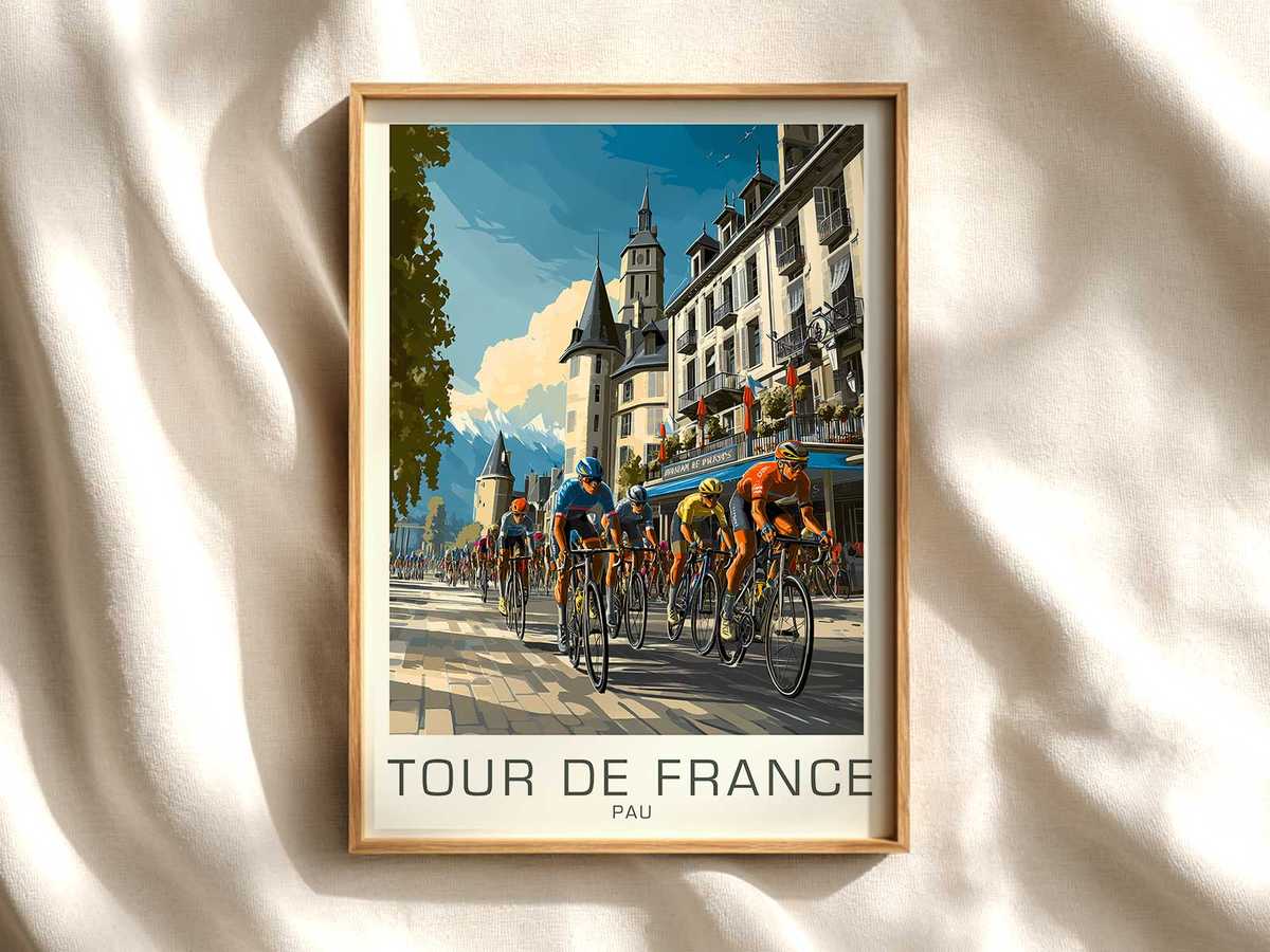 Pau Riverfront Urban Slope — Bike Wall Decor cycling poster displayed as elegant bike racing wall art