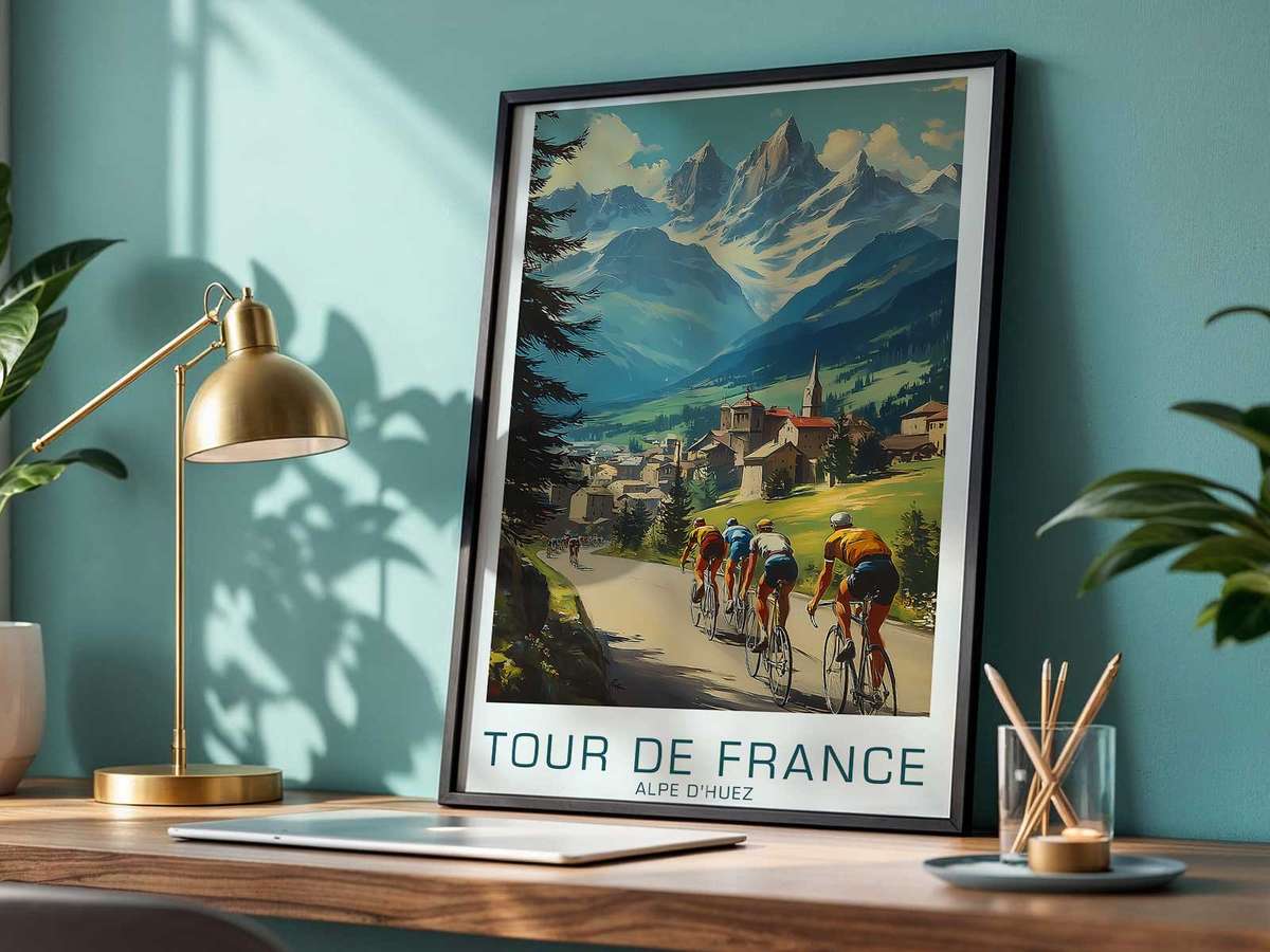 Graphic poster that abstracts pedaling motion into repeating forms, highlighting rhythm and endurance as visual language on…