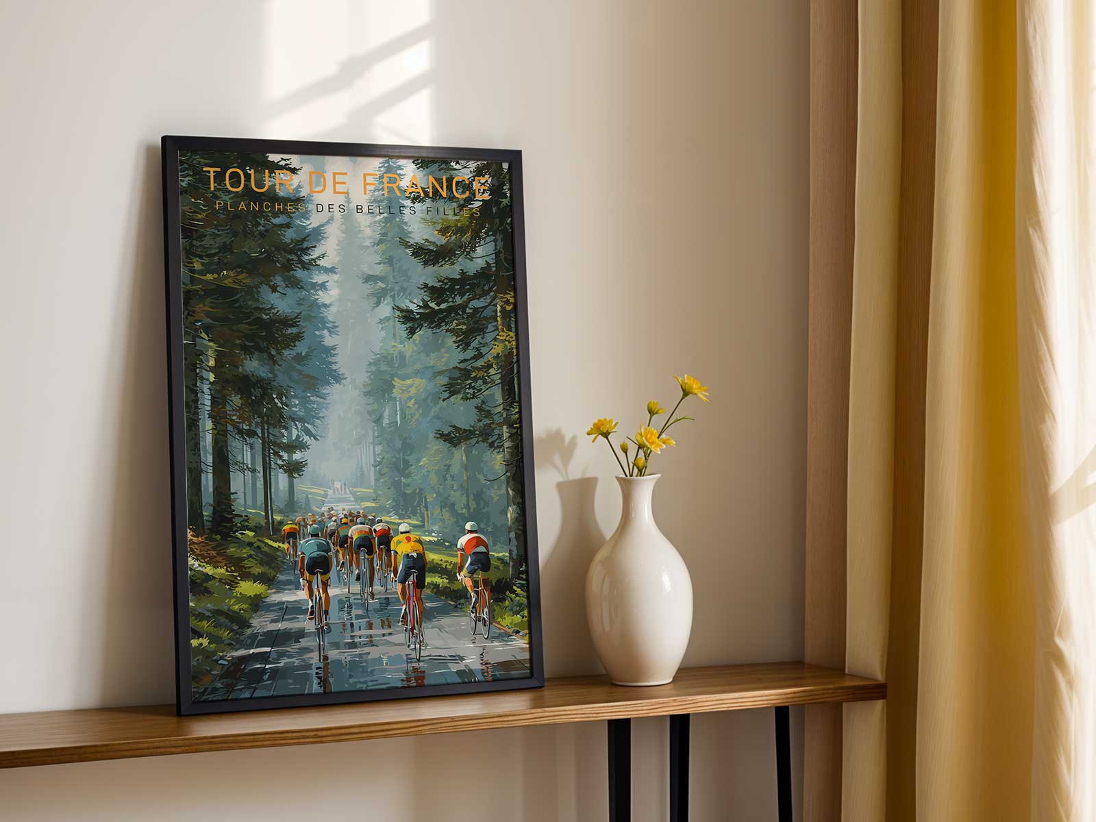 Poster detail with warm light striking a ridgeline and casting long shadows across the slope