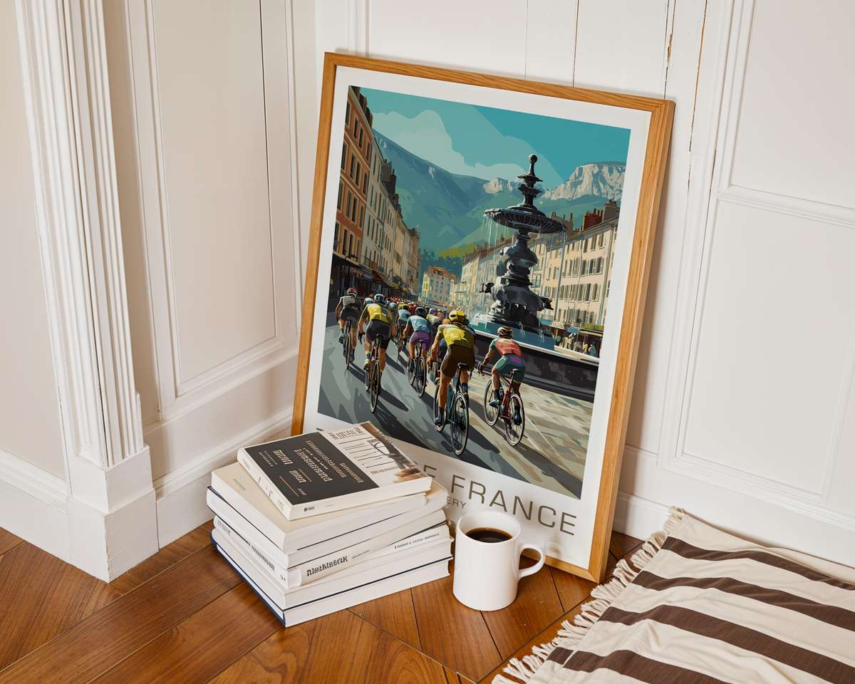 Tour de France poster bundle for cycling fans featuring 60 stage inspired cycling prints
