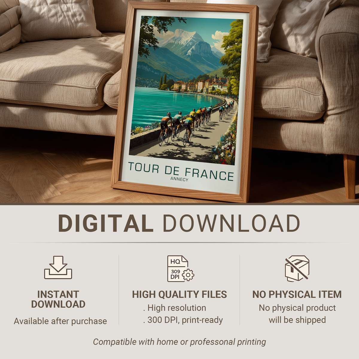 Tour de France stages poster collection featuring 60 cycling prints inspired by legendary race roads