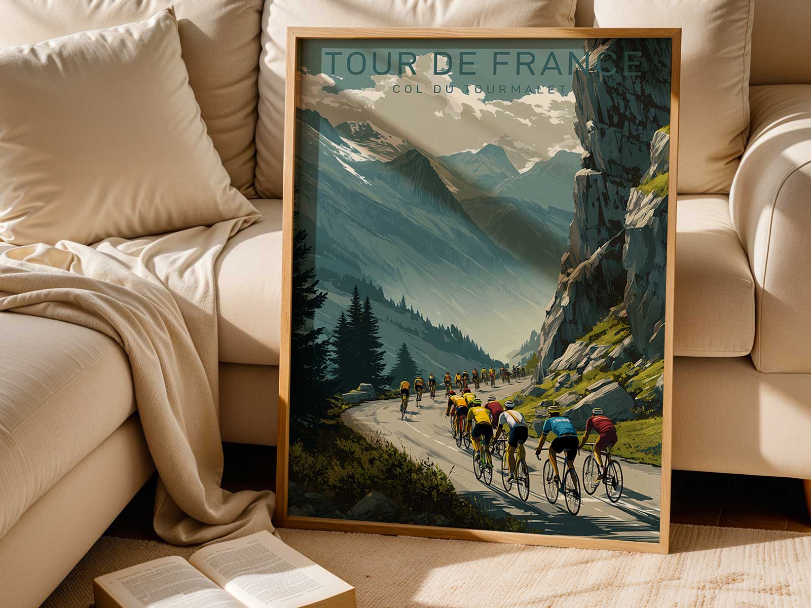 Full-body silhouette of the rider on the Tourmalet poster highlighting hunched posture and aerodynamic stance that reads as…
