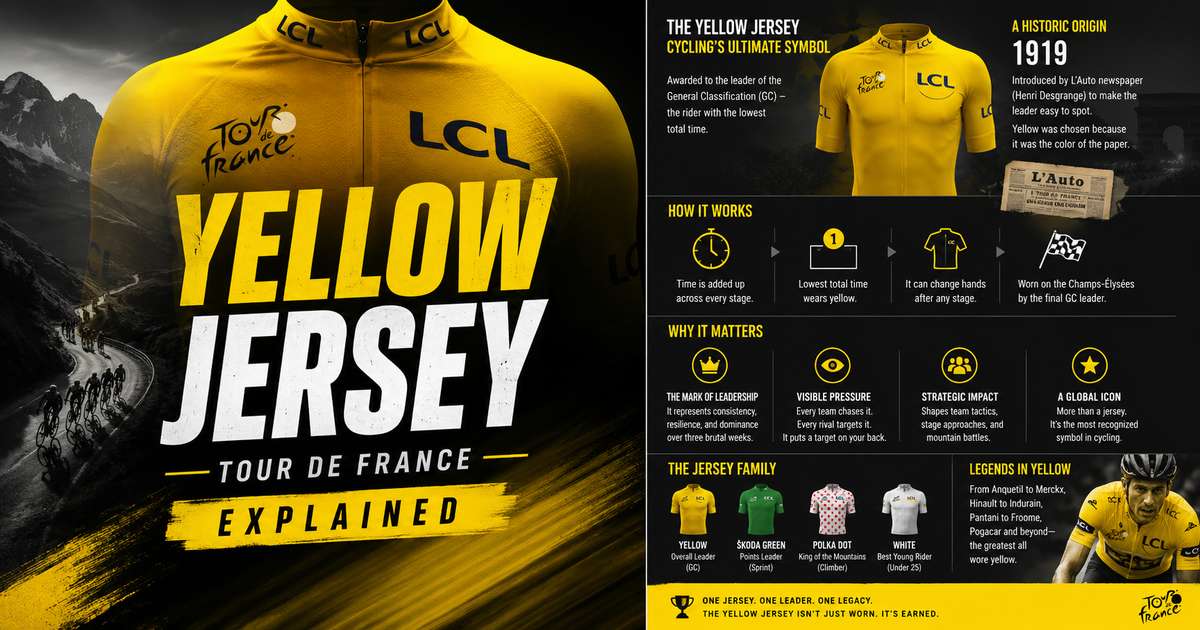 Peloton riding with the yellow jersey worn by the race leader visible at the front